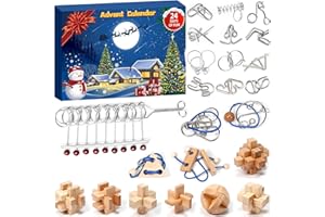 pozemu Brain Teaser Puzzles Advent Calendar 2024 Metal Wooden Puzzles Christmas Countdown Calendars for Kids Adult