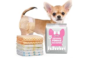 Dono Disposable Dog Diapers Female with Wetness Indicator, Disposable Doggie Diapers for Dogs in Heat, Super Absorbent Leak-P