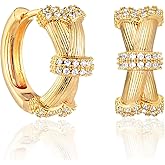 LOYATA Huggies Hoops Earrings for Women 14K Gold Plated Hoop Earrings Cubic Zirconia Diamond Dainty Earrings Hypoallergenic Simple Jewelry Gift for Women