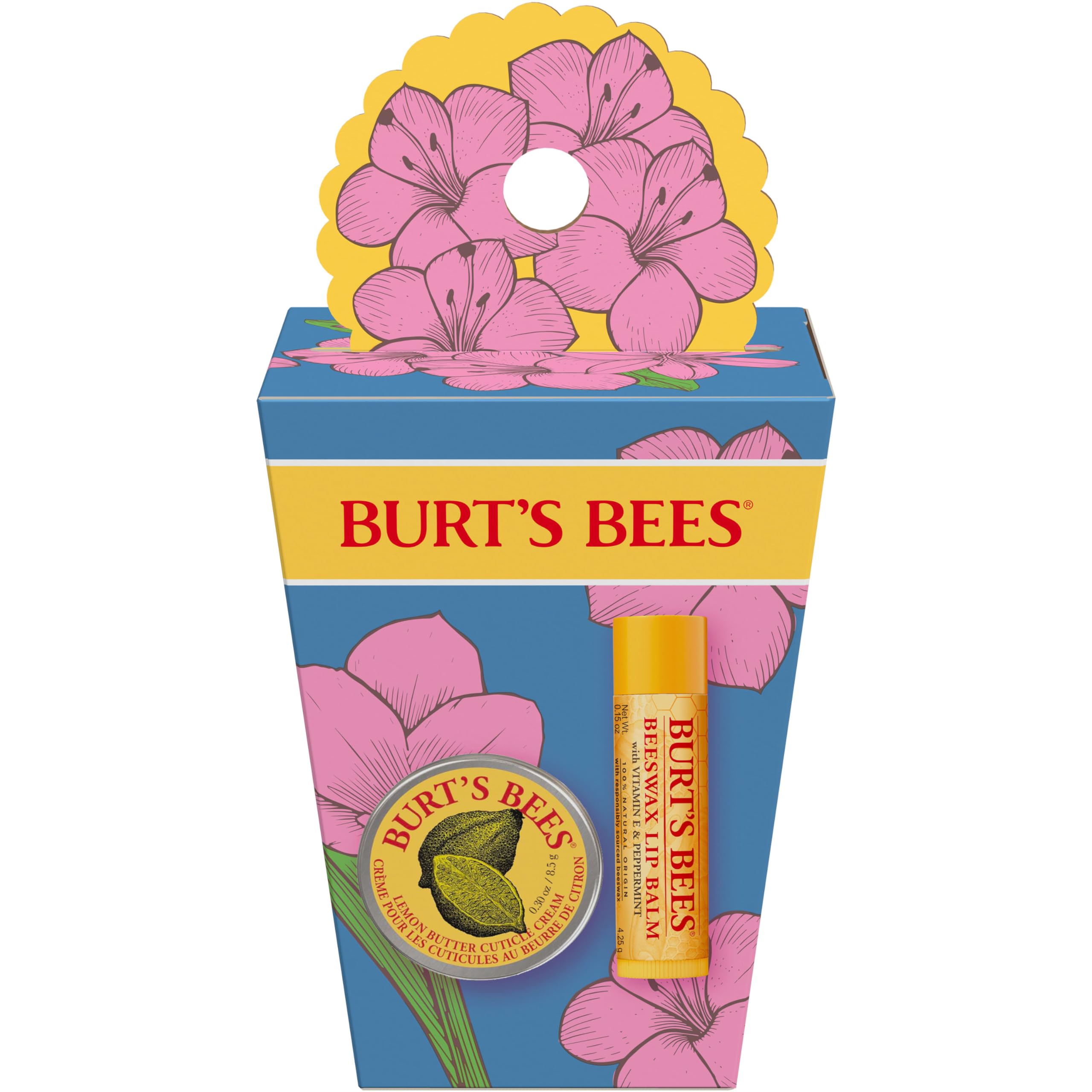 Burt's Bees Gifts Ideas - Spring Surprise Set, Original Beeswax Lip Balm and Lemon Butter Cuticle Cream, Natural Origin Lip Moisturizer With Responsibly Sourced Beeswax, 2 Count