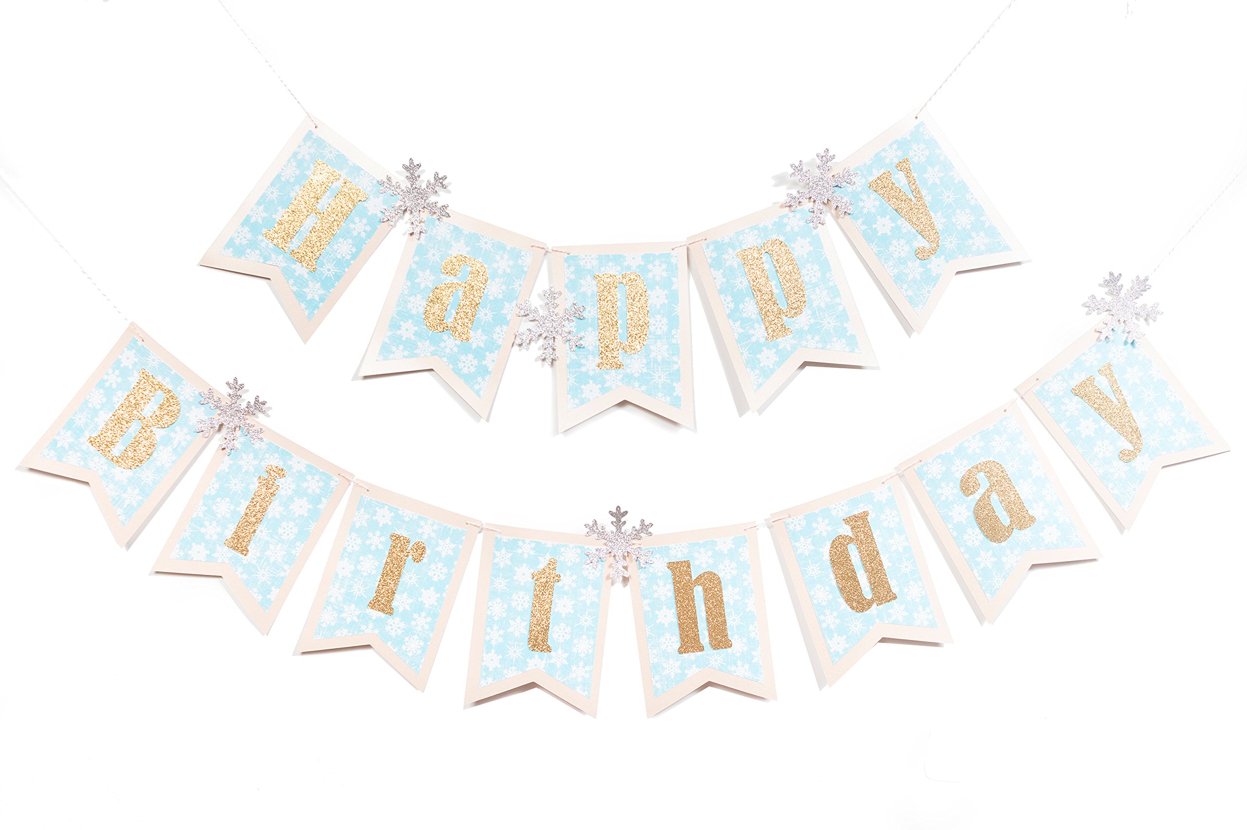 May June Original Snowflake Happy Birthday Banner Three Layers