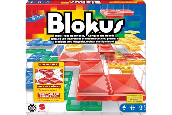 Mattel Games Blokus Strategy Board Game for Kids & Families with Color Blind Accessible Pieces & Just One Rule