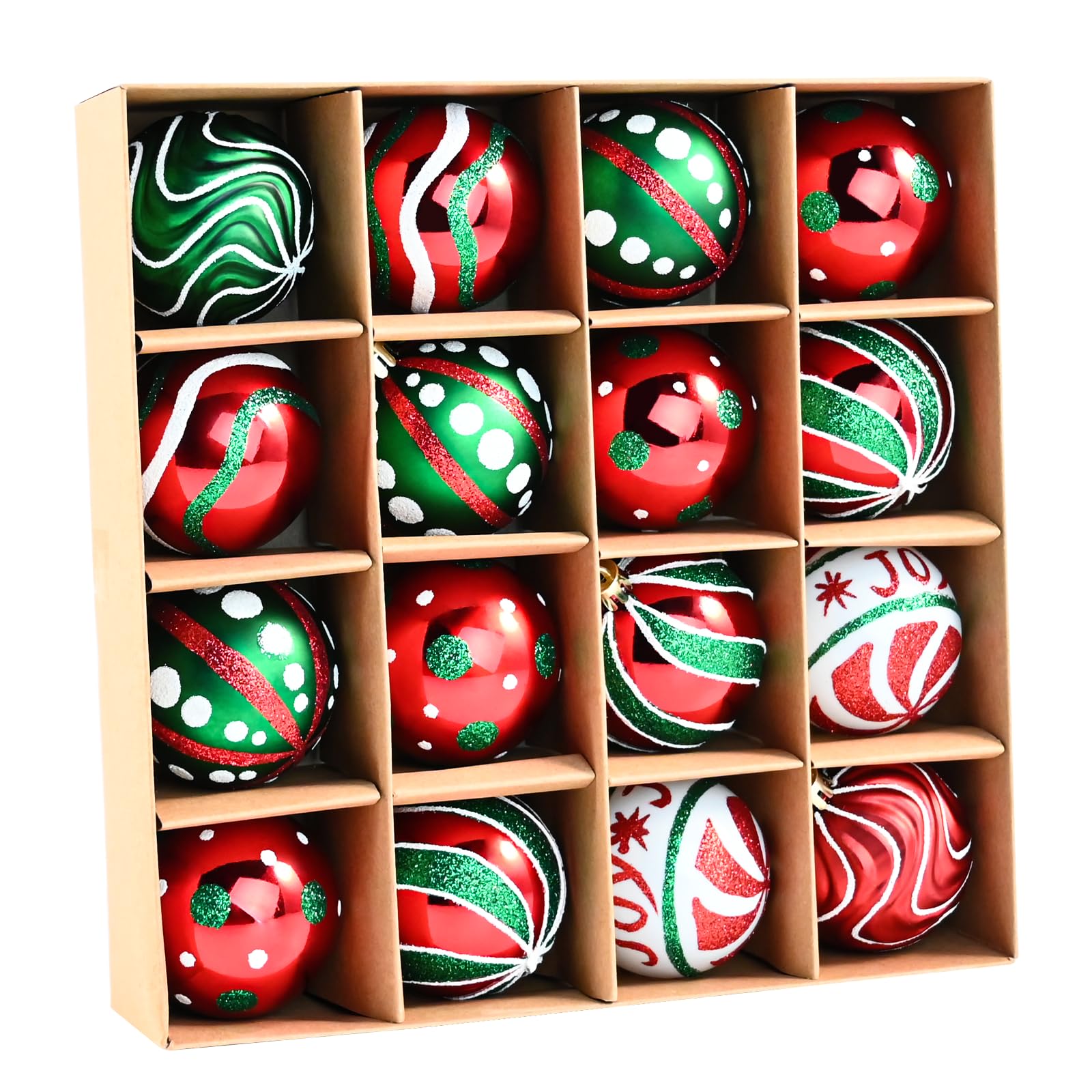 Photo 1 of 2.36’’ Christmas Balls Ornaments - 16PCS Plastic Christmas Tree Ornaments Balls Shatterproof, 2026 White Green and Red Hanging Decorations for Christmas