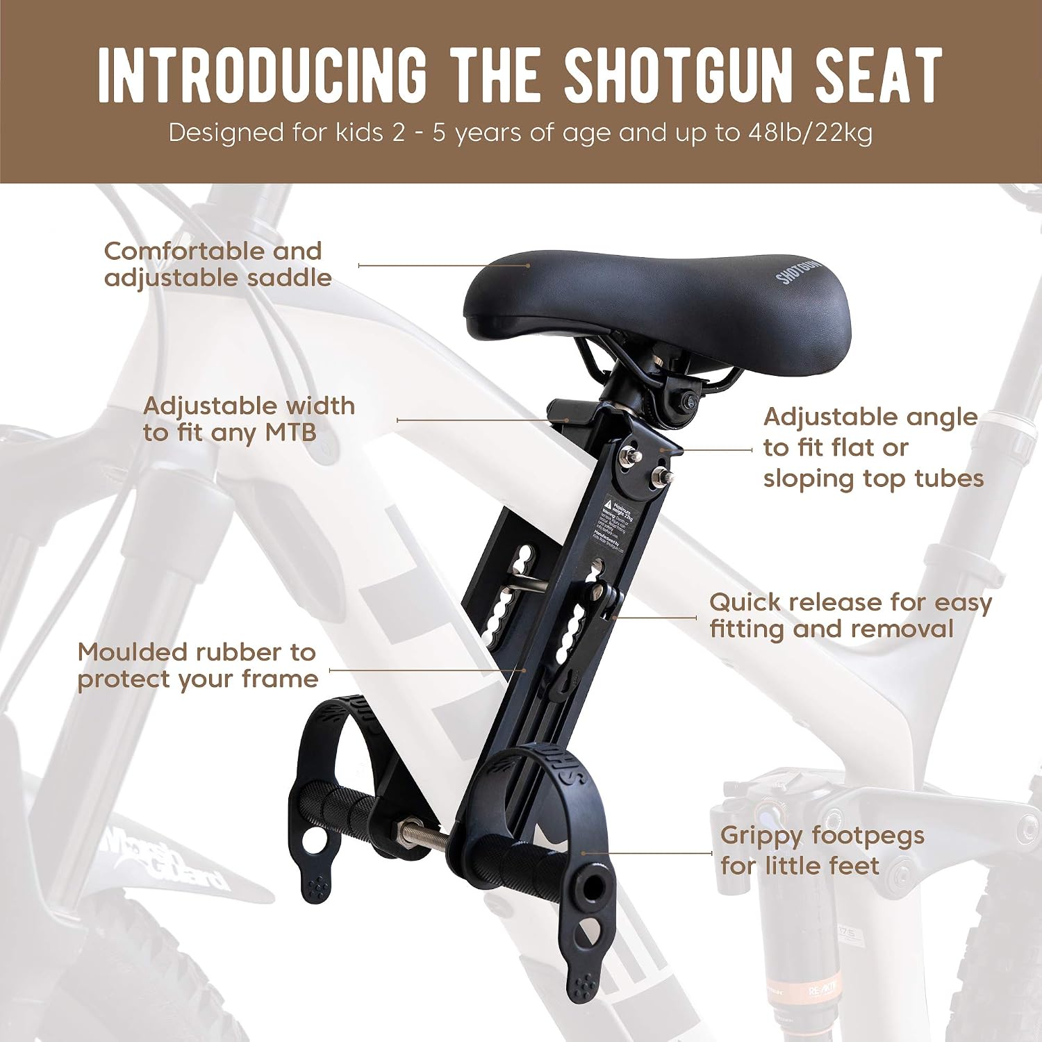 Kids Ride Shotgun, Original Child Bike Seat, Front Mounted, For children aged 2~5 years - Image 3