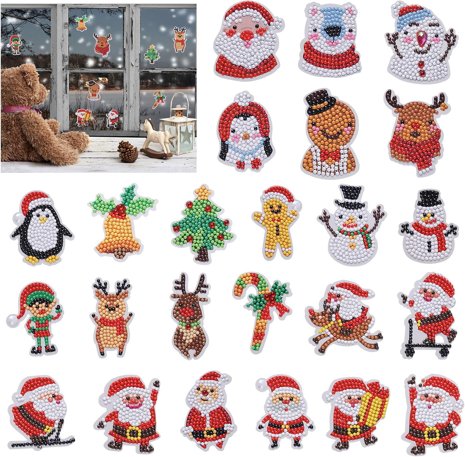 24Pcs DIY Diamond Painting Kits, 5D Christmas Diamond