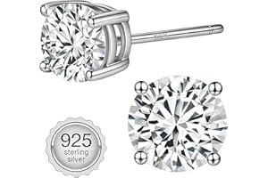 Sereney Hypoallergenic 925 Sterling Silver Stud Earrings for Women, Round 5A Cubic Zirconia Earrings CZ Studs Earrings for Gi