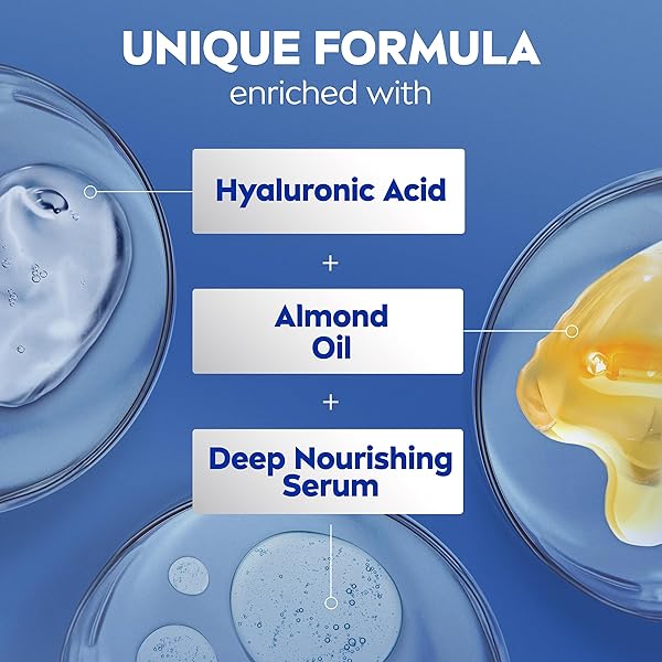 NIVEA ESSENTIALLY ENRICHED BODY LOTION FOR VERY DRY SKIN WITH HYALURONIC ACID, ALMOND OIL AND DEEP NOURISHING SERUM, 72-HOUR BODY MOISTURIZER, 16.9 FL OZ PUMP BOTTLE, PACK OF 2