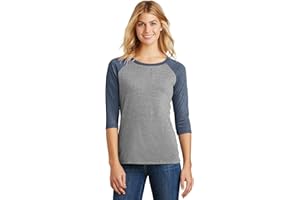 District Made Ladies Perfect Tri 3/4-Sleeve Raglan. DM136L