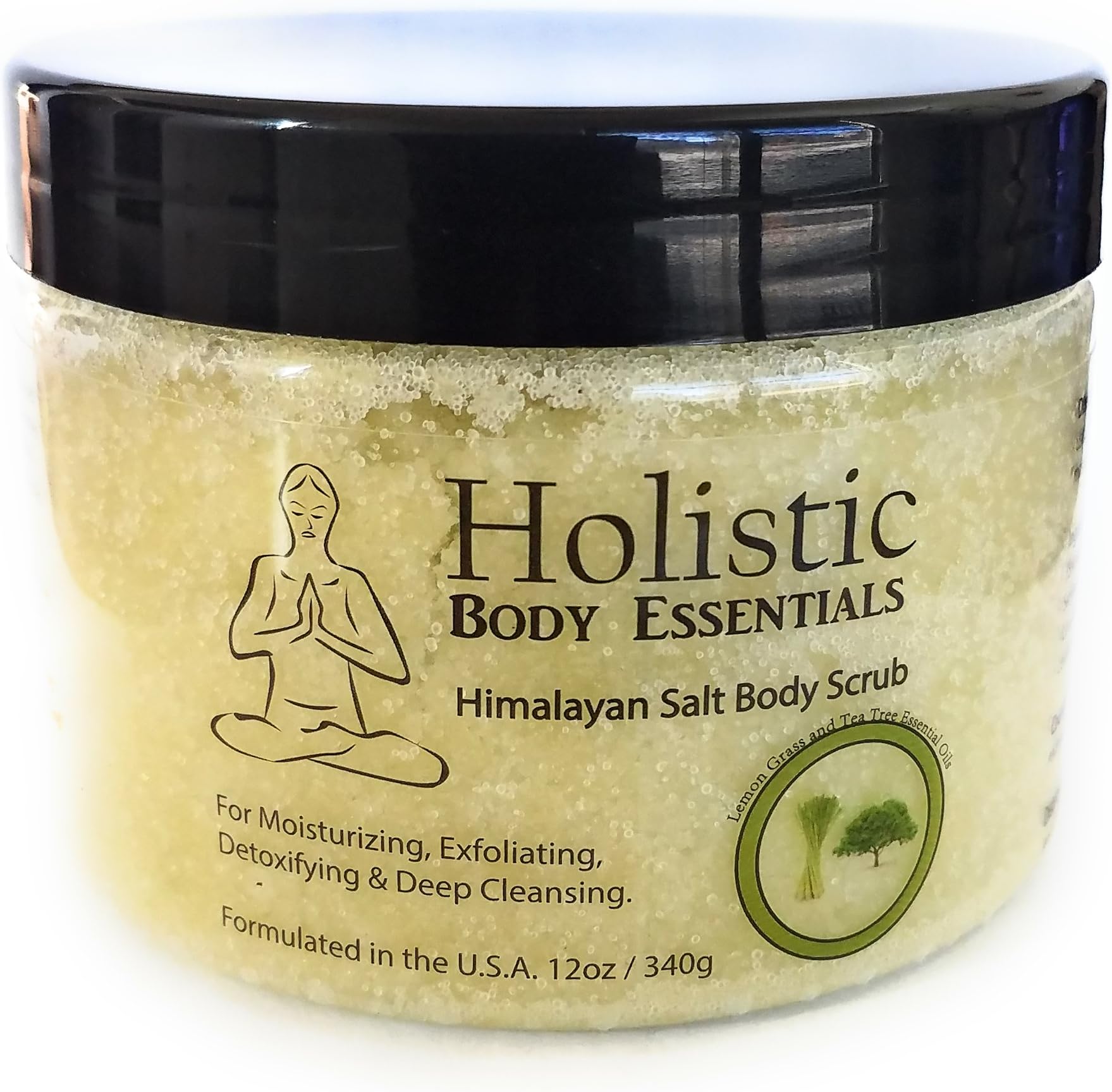 Holistic Body Essentials Himalayan Salt Body Scrub with Tea Tree and LemonGrass Essential Oils, 100% Natural Scrub to Exfoliate and Moisturize Skin