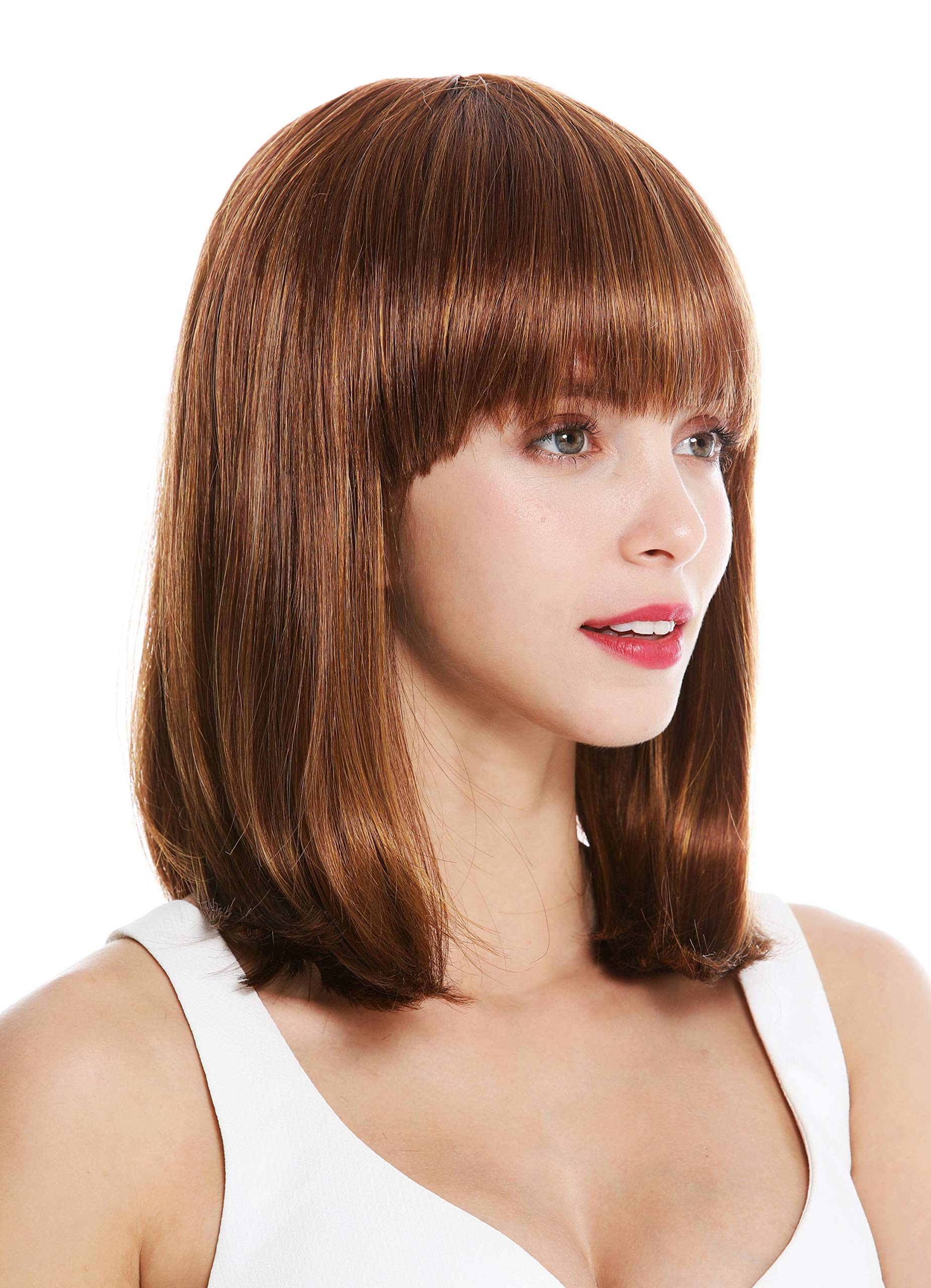 WIG ME UP - VK-1-27MB quality women's wig short shoulder length long bob fringe sleek light copper brown reddish brown
