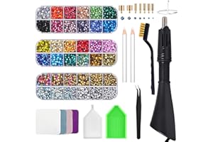 EPESL Bedazzler Kit with Rhinestones, Hot Fixed Gems Craft Applicator - Diamond Painting Pen, Wax Pencil, Tweezers, Tray, Cleaning Brush, Picker Rhinestones Crystals for DIY Clothes Shoes