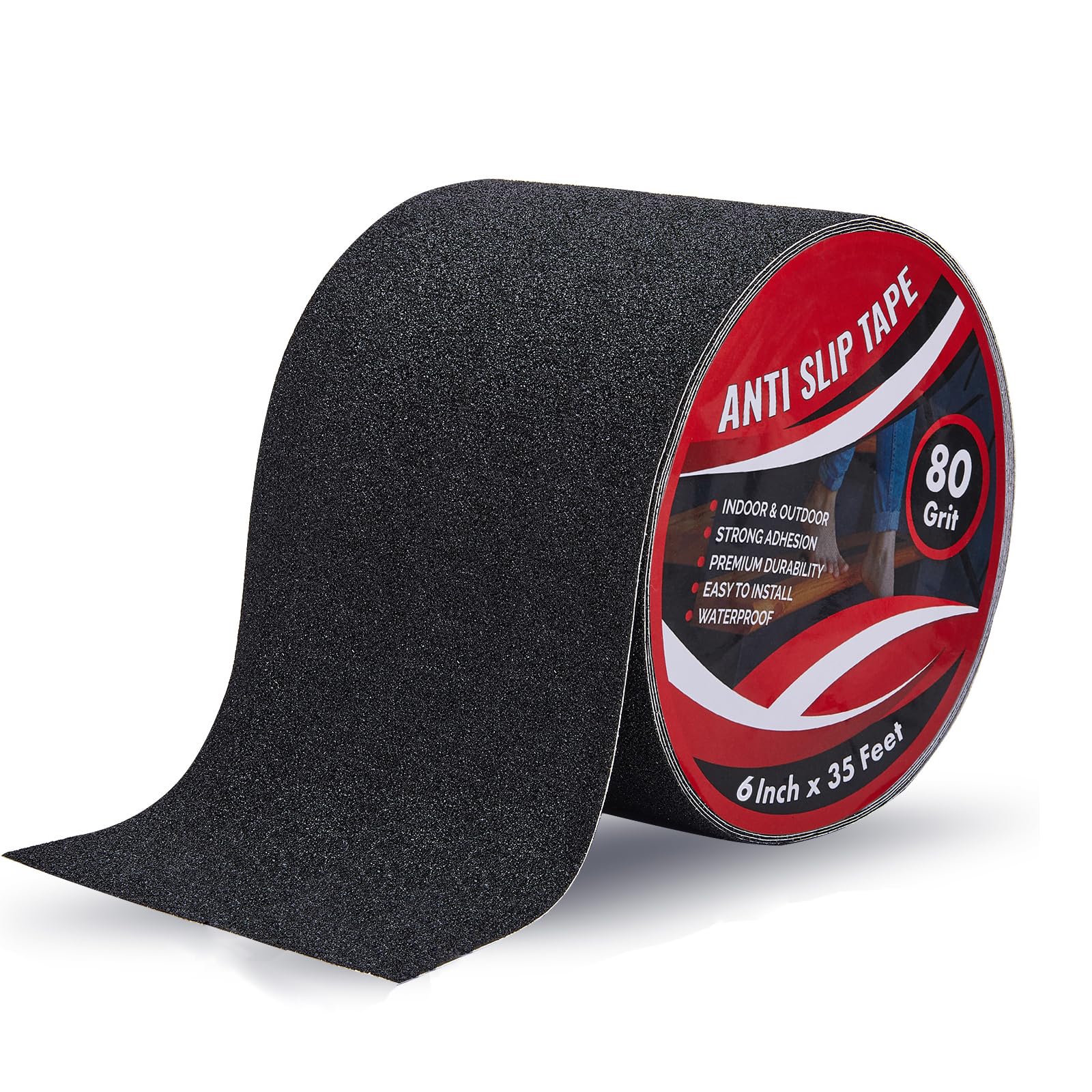 IONCAT Anti Slip Tape for Steps 15 CM x 10.6 M : Heavy Duty Grip Tape for Steps Outdoor & Indoor - Non Skid Tape for Stair Treads - Non Slip Strips for Ramp - High Traction - 80 Grit - Black