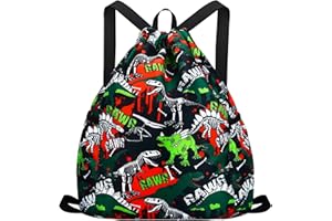 Luchike Drawstring Backpack for Kids - Girls Dance Bag,Sport Gym Beach Swim Travel Daypack With Two Water Bottle Holder