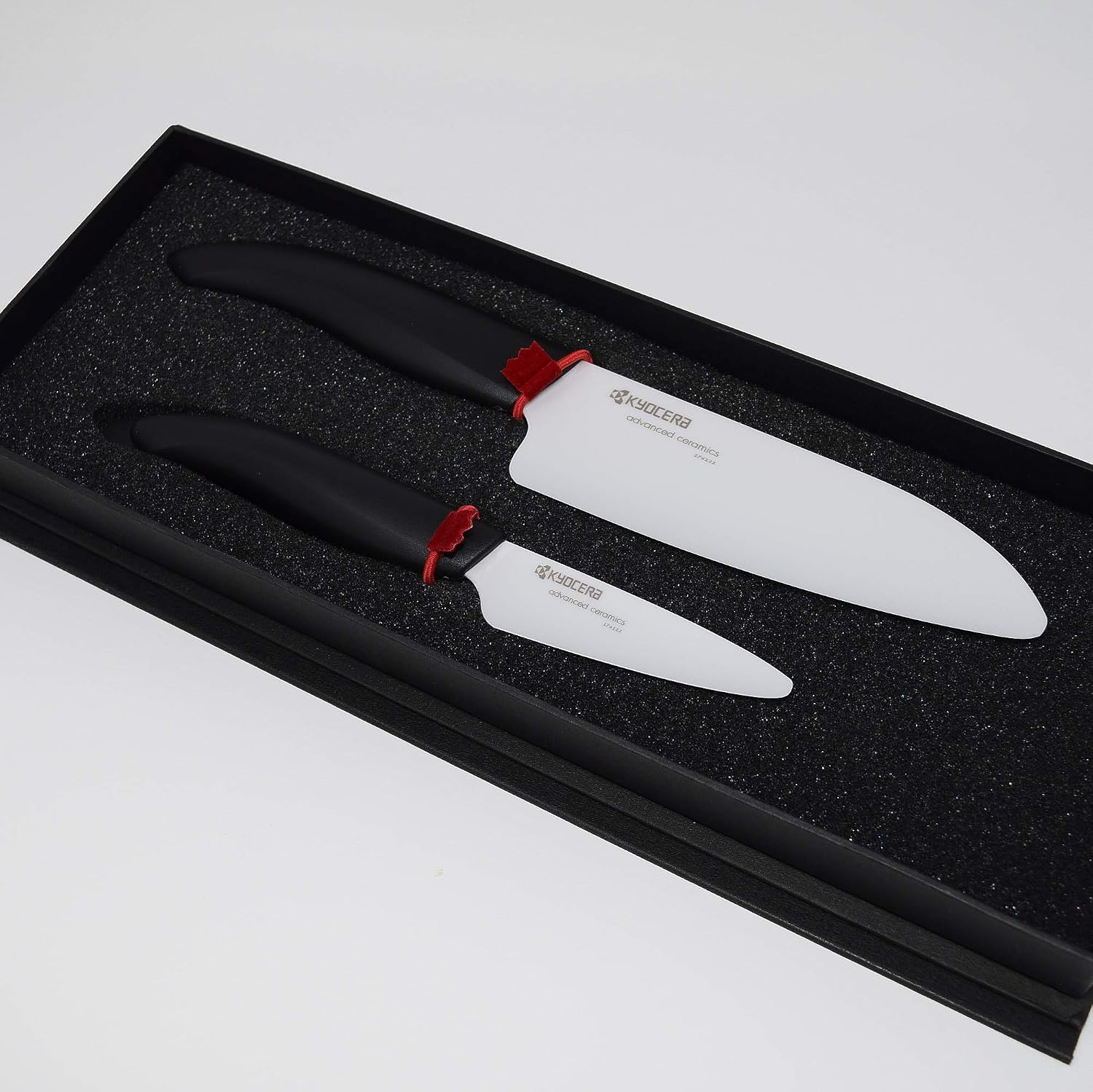 Kyocera FK-2PC-WH-BK "Black Handle Handle" Gift Set including 14cm Santoku and 7.5cm Paring Knife, White, 8 cm - Image 3