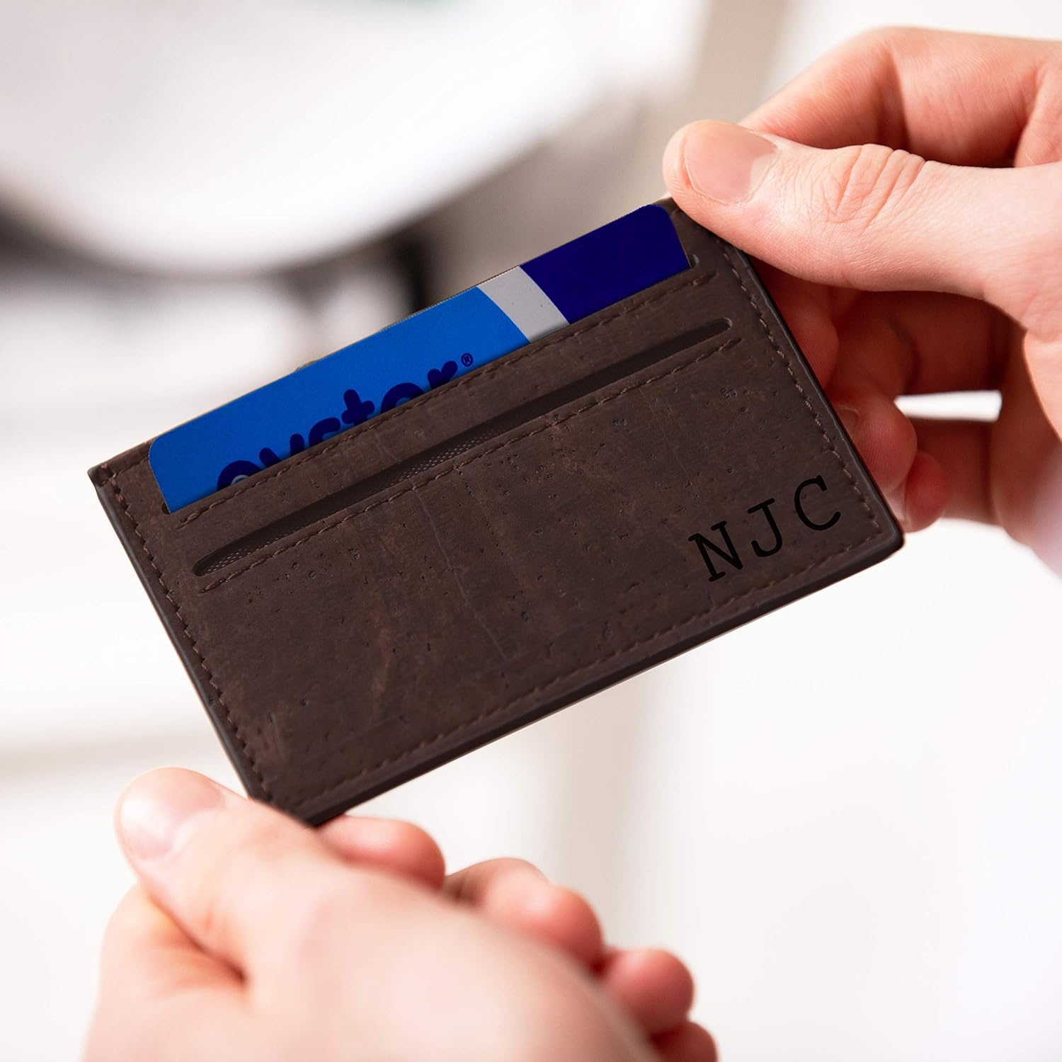 Oyster Card Holder Personalised Initial Design Vegan Travel Wallet