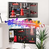 TANGZON Pegboard Wall Organizer Kit 3 Pegboards Black Red Hardware Rack view 7