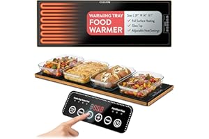 Culvani ThermaPlate XL Warming Tray | 39"x14" Glass Electric Food Warmer for Parties, Buffets & Dinners | 1" Thin Countertop Hot Plate, | Adjustable Presets, Sleek Touch Controls, Safe Design
