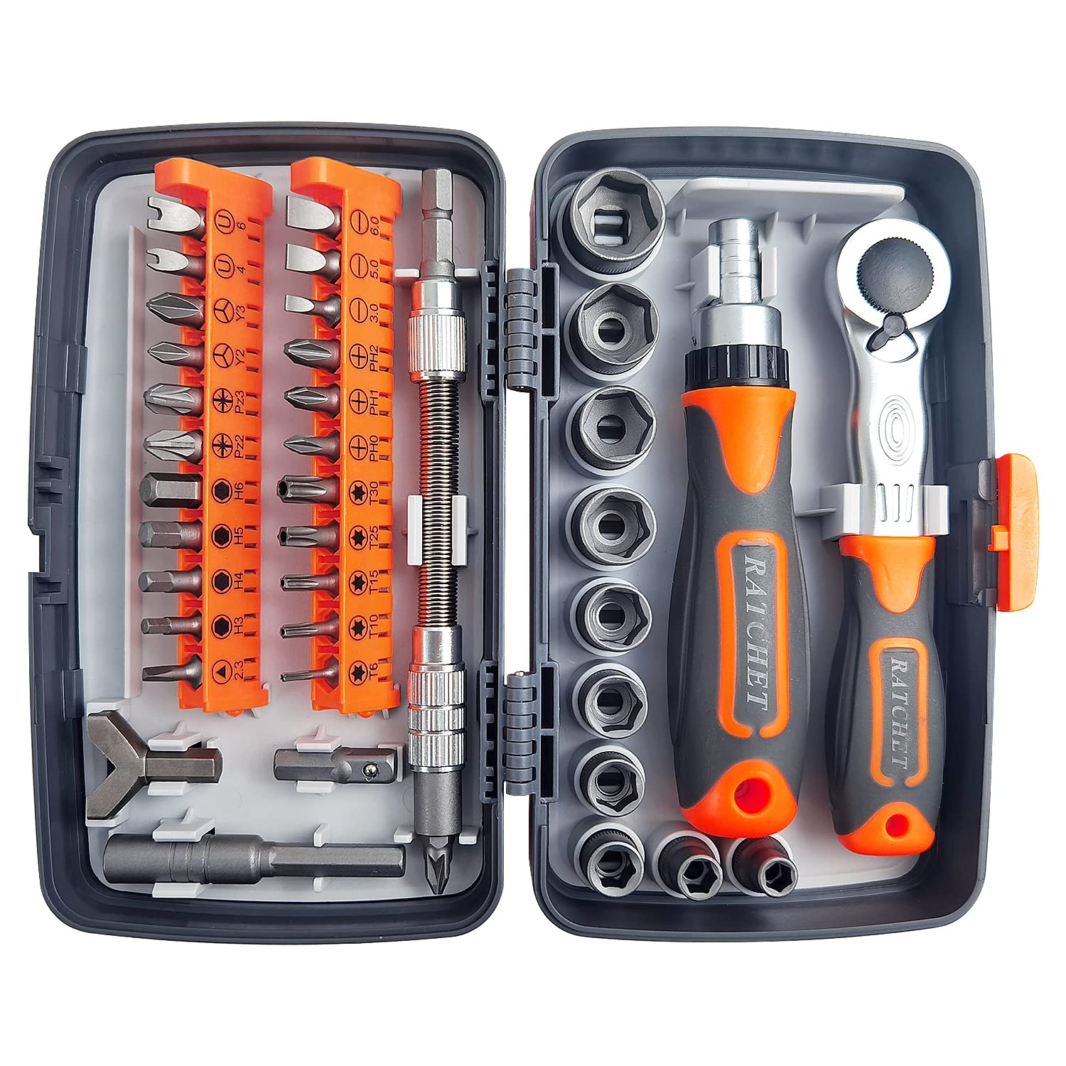 Choonjin 38 in 1 Complete Home Repair Tool Set, Ratchet Box Multifunctional Screwdriver, 16.5 x 11 cm, Ratchet Wrench Set, For Furniture, Car, Electronics