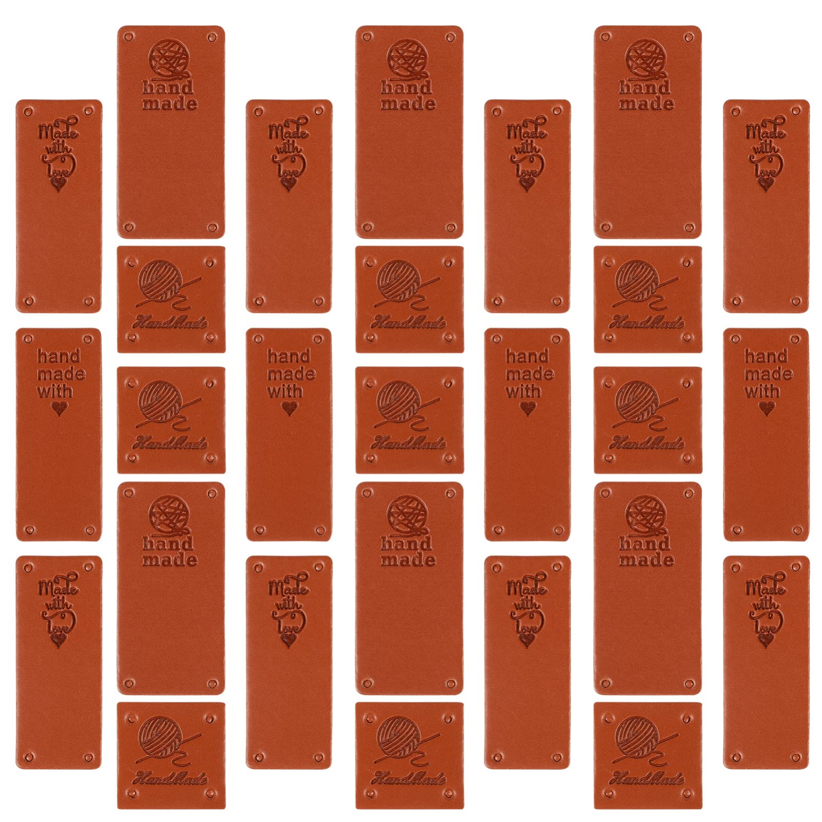 MAGICLULU 80pcs Embossed Leather Tags for Handmade Crochet Items Retro Style Labels for Jeans Bags Hats and Clothing Decoration and Creative Sewing Supplies
