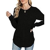 Motarto Lightweight Sweaters for Women Tunic Ribbed Tops Pull Over Casual Long Sleeve Shirts Plus Size Top for Daily Wear