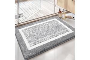 Color&Geometry Simple and Stylish Bath Mats for Bathroom Non Slip, 16"x24" Small Gray Bathroom Rugs, Absorbent, Soft, Washable, Microfiber Bath Rug Shower Mat Outside Shower