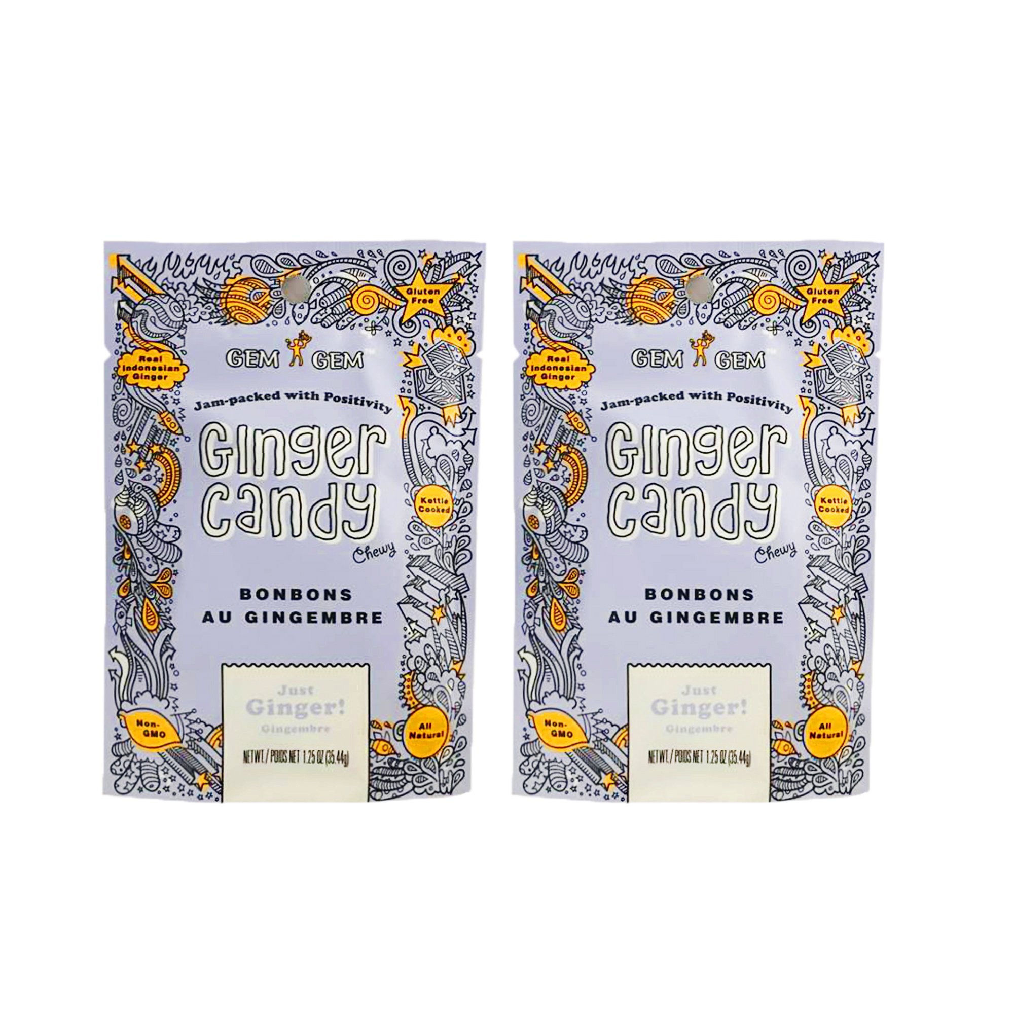 Gem Gem All Natural Chewy Ginger Candy 1.25oz (Mango, 6