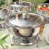 Chafing Dishes for Buffet 4 Pack, 6QT [Worry-Free Assemble] Food Warmers for Parties Buffet [Mirror-Like Polished Finish Stainless Steel Round Chafing Dish Buffet Set with Complete Set