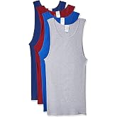 Fruit of the Loom Men's 100% Cotton A-Shirts Tank Tops Undershirts (Assorted Solids, Large)
