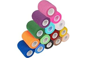 ANAMPION 15 Pack 3 Inch x 5 Yards Self Adhesive Bandage Wrap, Non-Woven Bandage,Vet Wrap Breathable Elastic Self-Adherent Tape for Stretch Athletic, Sports, Wrist, Ankle (Mix)
