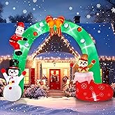 9FT Christmas Inflatables Archway with Santa Claus, Snowman & Gingerbread Man, Christmas Inflatable Outdoor Decorations with LED Lights, Large Blow Up Yard Decor for Xmas Garden Lawn