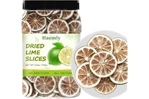 Haomly Dehydrated Lime Slice Wheels |5.3oz/150g|100% Natural Dried Lime Slices|Dehydrated Fruit For Cocktails,Garnishing, Cooking, Baking, Fruit Tea Drinks,Wreath Making,Crafts | No Added Sugar| No Additive