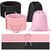Sadnyy 4 Pack Ankle Straps for Cable Machine with 2 Bags,Black, Pink | Ankle Resistance Bands Fitness Wrist Cuffs for Women Men Gym Pulley Strap Glute Workouts Leg Extensions