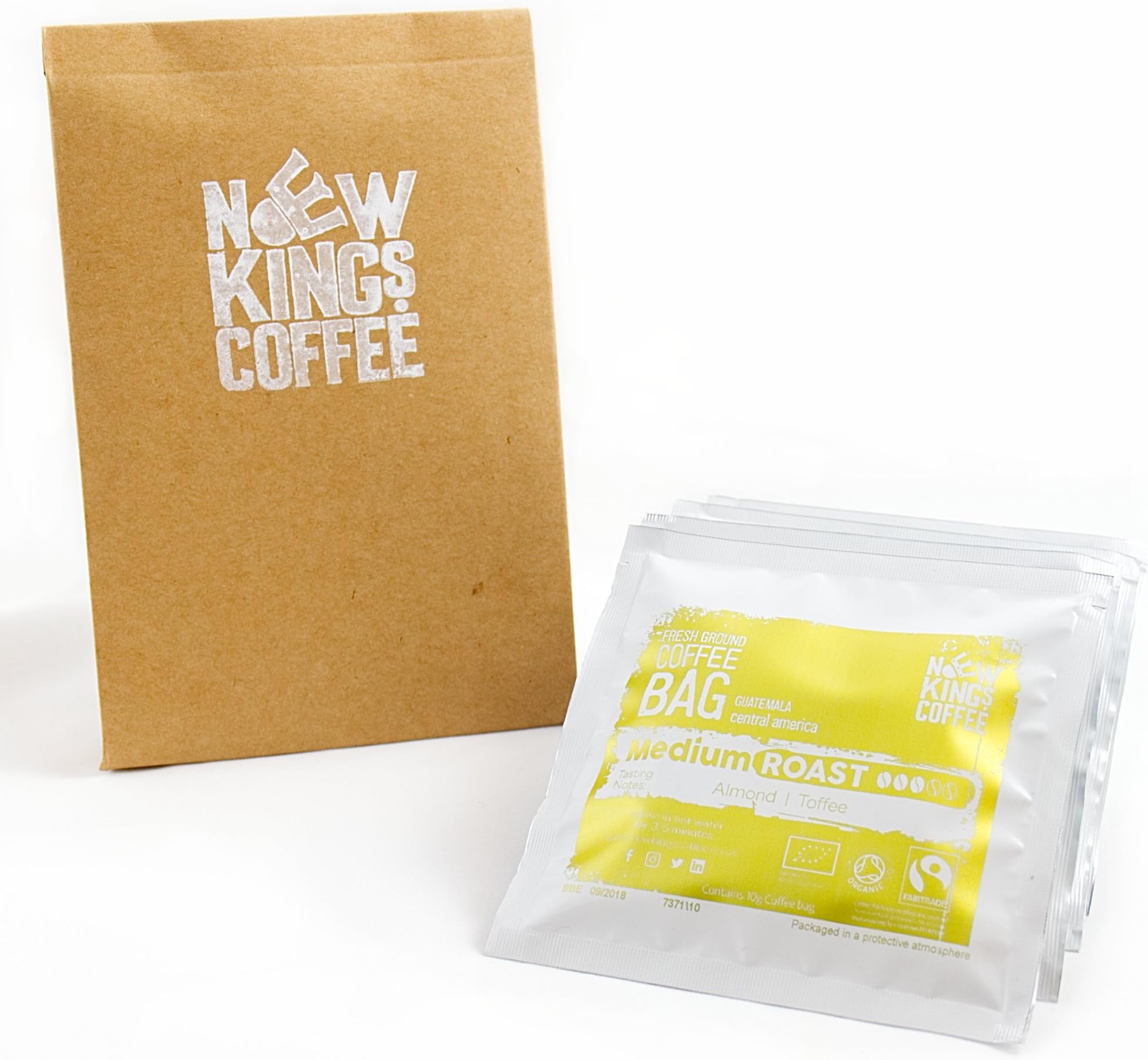 Fresh Ground Coffee Bags - Fairtrade, Organic, Single Origin, 100% Arabica (Medium Roast - Guatemala, Central America, Sample Pack of 4 Individually Wrapped Coffee Bags)
