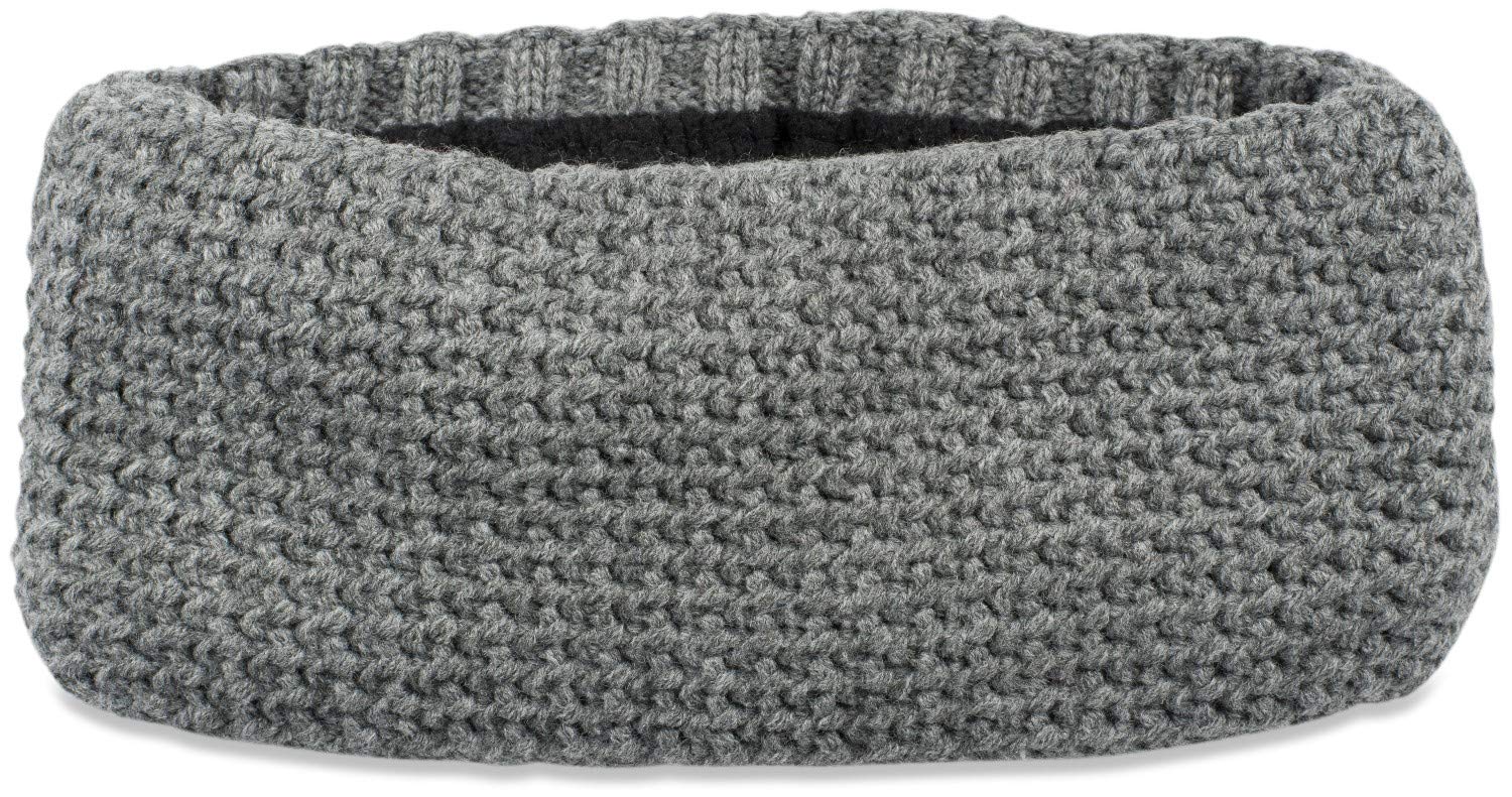 styleBREAKER Women Headband in fine crochet look plain, Thermo Fleece lining, Uni Winter Headband 04026051, color:Mottled Grey