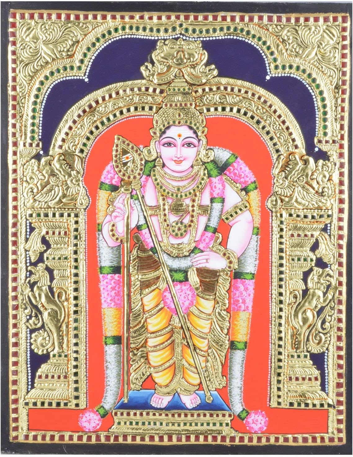 Mangala Arts Raja Alankaram Murugan Tanjore Painting - 18"x14"
