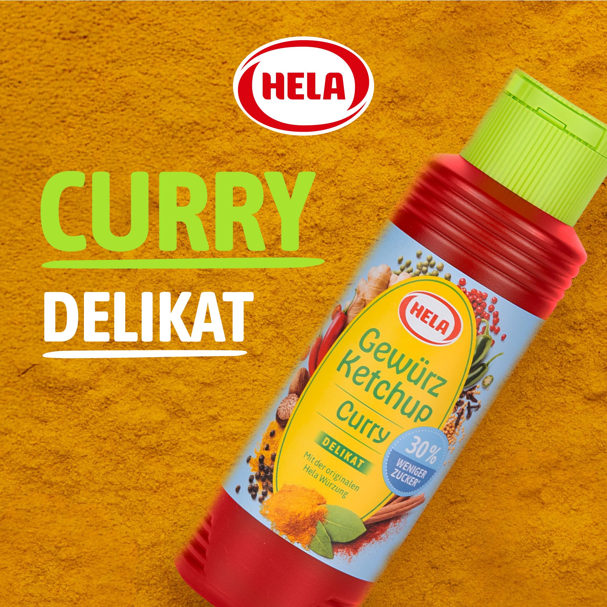 HELA - Gewürz Ketchup Curry delikat 300 ml - 30 % weniger Zucker & ohne Süßungsmittel - würzig-milder Curry Ketchup in - vegan, laktosefrei, ohne Konservierungsstoffe - ideal zum Dippen & Grillen 2