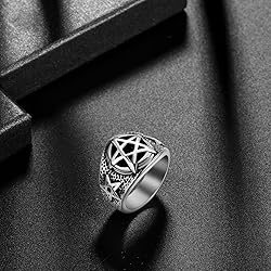 Pentagram Pentacle Signet Ring for Men - Demon