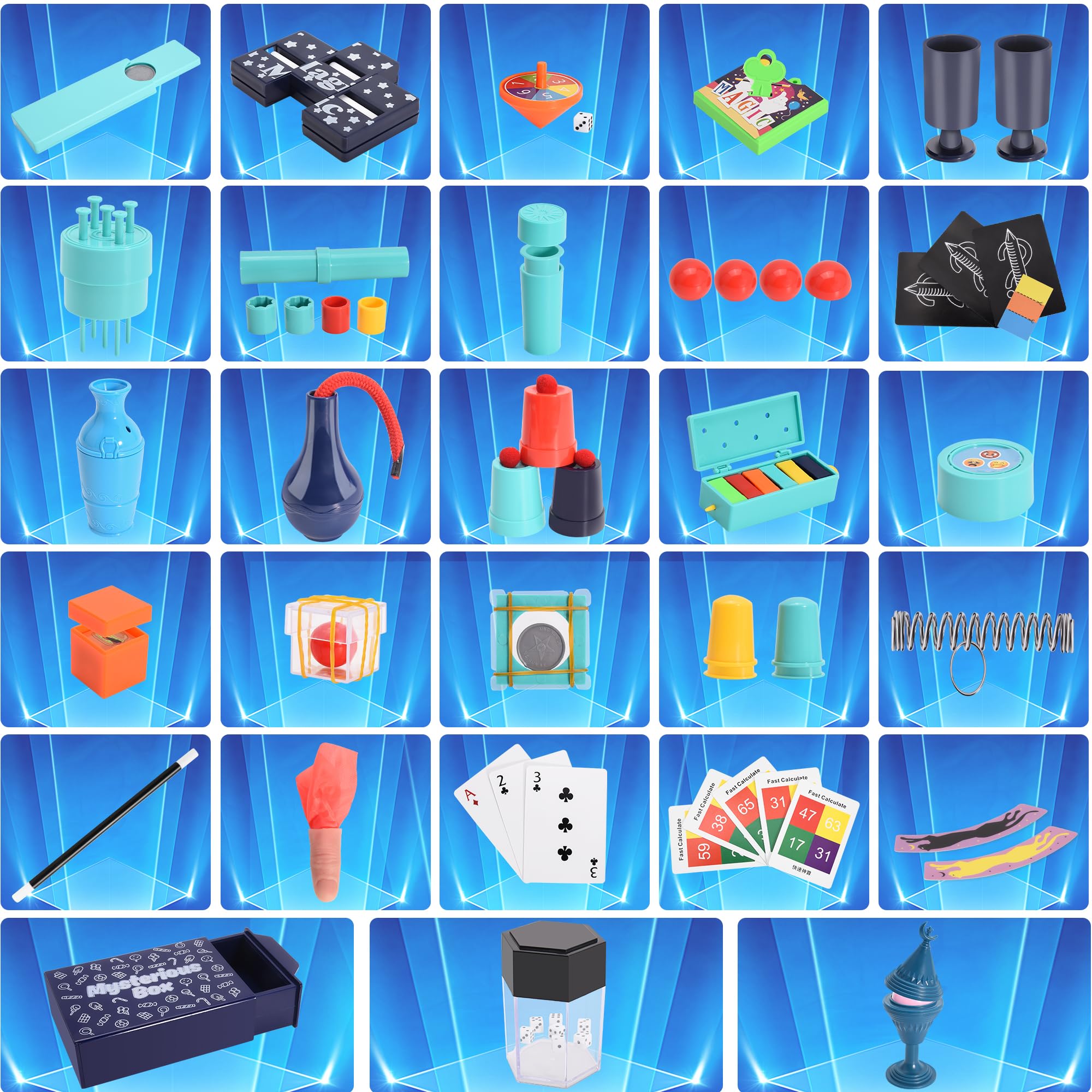 Nicella Magic Kit - 200+Magic Tricks for Kids Age 6-8, Magic Set with Manual and Video for Beginners and Kids, Christmas Halloween Birthday Gifts Toys for Ages 6 7 8 9 10 11 12 Years Old Boys Girls
