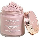 Mary&May Vegan Rose Hyaluronic Hydra Wash Off Mask - Cream Caly Mask for Moisturizing, Pore Purifying, Skin Softening - Korean Skincare, 4.23oz.