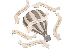 DUTHUDU Monthly Baby Milestone Signs - Baby Monthly Milestone Wooden Circles for 1-12 Month Photos & Gender Neutral Announcement Cards (Air Balloon)