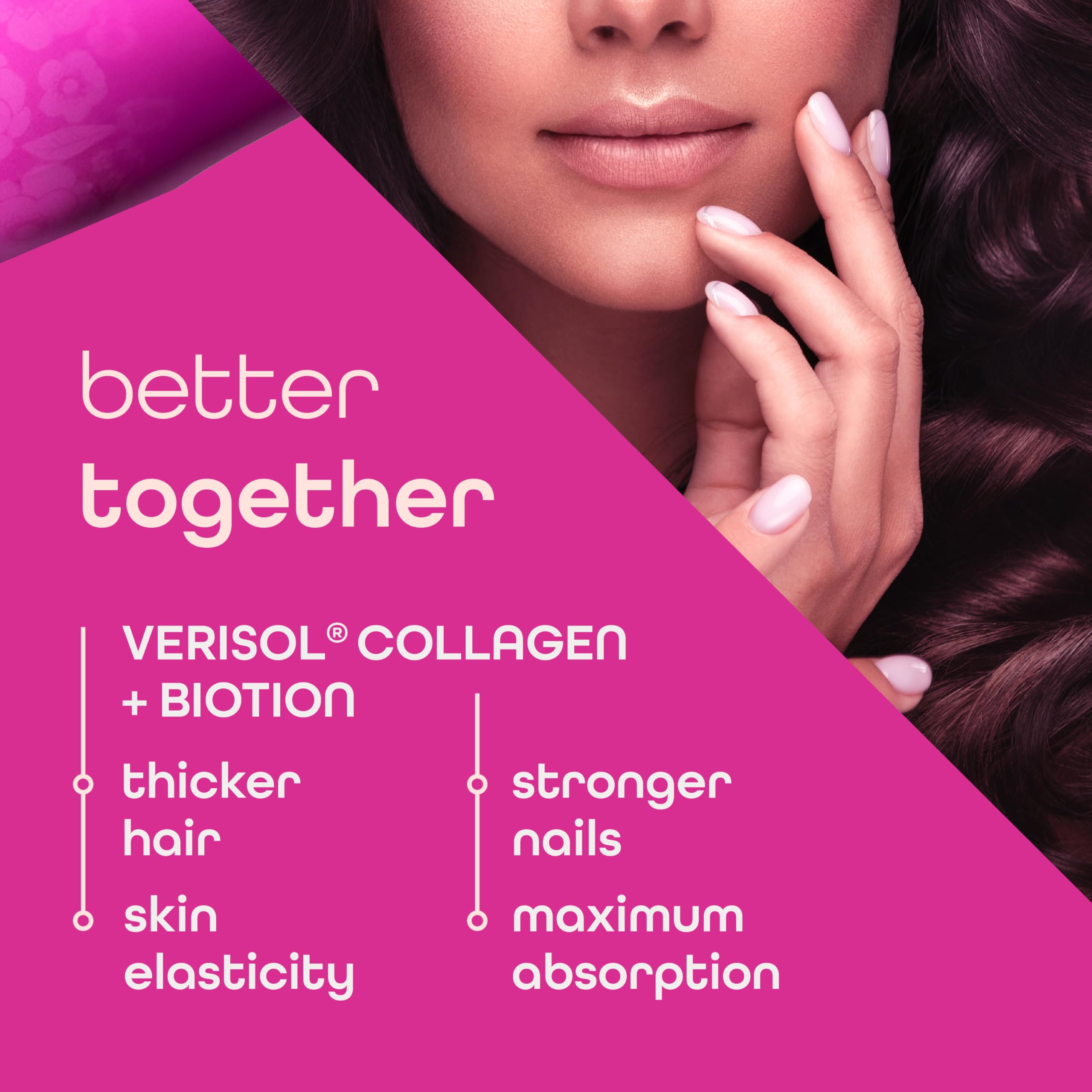 Zena Nutrition Liquid Collagen Peptides (Type 1 & 2) & 5000mcg Biotin, 2500mg Verisol Bioactive Collagen Peptides, Hair, Skin, Nail Supplement for Women & Men, Mixed Berry, 60 Servings, 20.3 fl oz