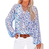 BTFBM Blouses for Women Dressy Casual Floral Summer Boho Tops V Neck Lightweight Long Sleeve Shirts Spring Clothes 2026