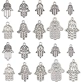 KitBeads 100pcs 10 Styles Jewish Alloy Tibetan Hand of Fatima Charms for Jewelry Making Bracelets Bulk