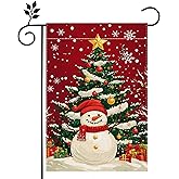 Winter Snowman Snowflake Garden Flag for Outside Christmas Tree Welcome Yard Flag 12x18 Inch Double Sided Burlap Holiday Farmhouse Outdoor Flag Home Decoration