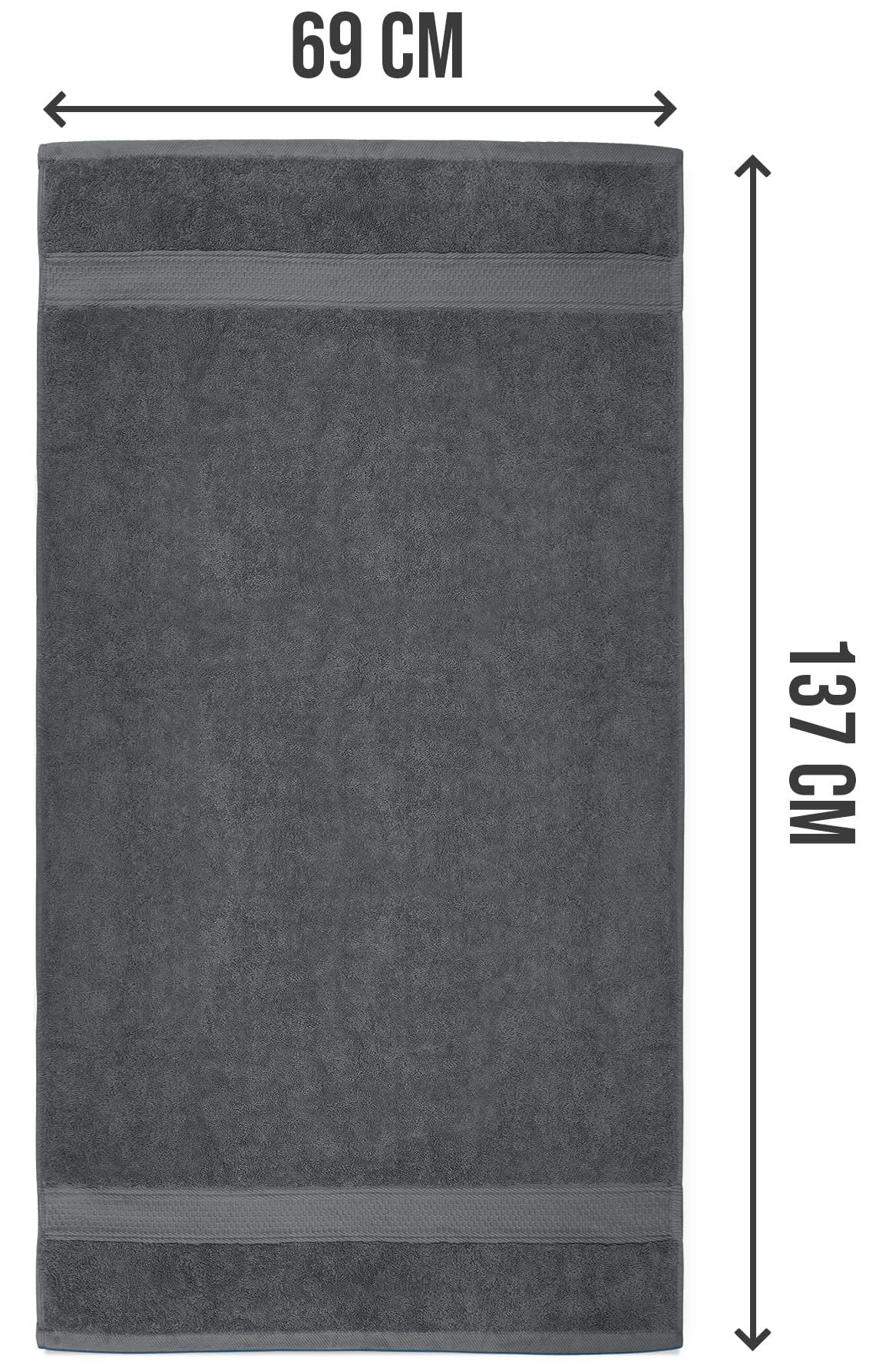 Utopia Towels - 4er-Pack Badetücher Set Premium 100% ringgesponnene Baumwolle 69 x 137 cm Handtücher, sehr saugfähig, weiches Gefühl Duschtücher (Grau) 2