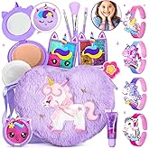 ULOVEME Kids Real Makeup Kit for Little Girls - Real, Non Toxic, Washable Make Up Toy - Umicorn Toys Gift for 3 4 5 6 7 8 9 10 12 Years Old Girls Birthday (Heart Shaped Purple Purse)