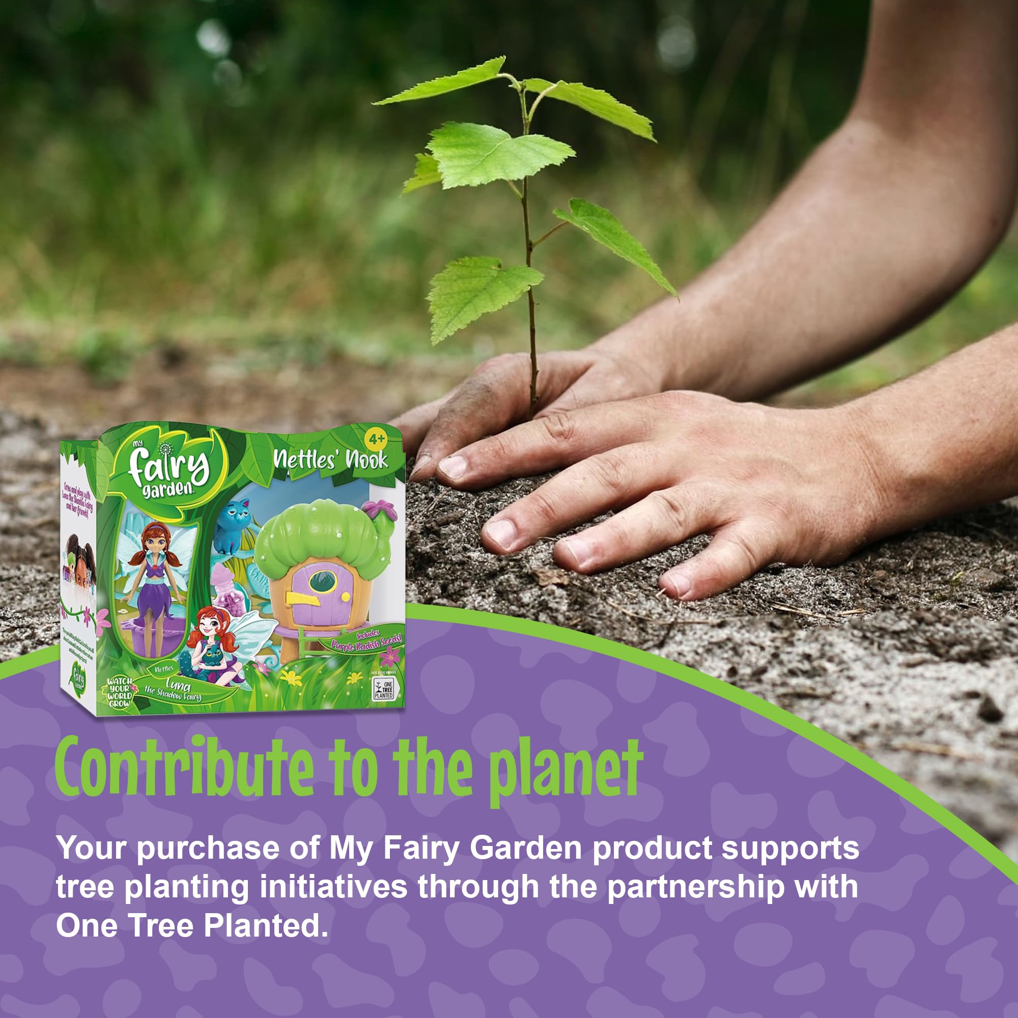 My Fairy Garden Nettles’ Nook Mini Terrarium- Tiny Garden with Shadow Fairy & Cat Doll - Grow Your Own Mini Garden Kit - Educational Playset with Soil, Seeds & Fairy Field Guide for Kids Aged 4 and Up