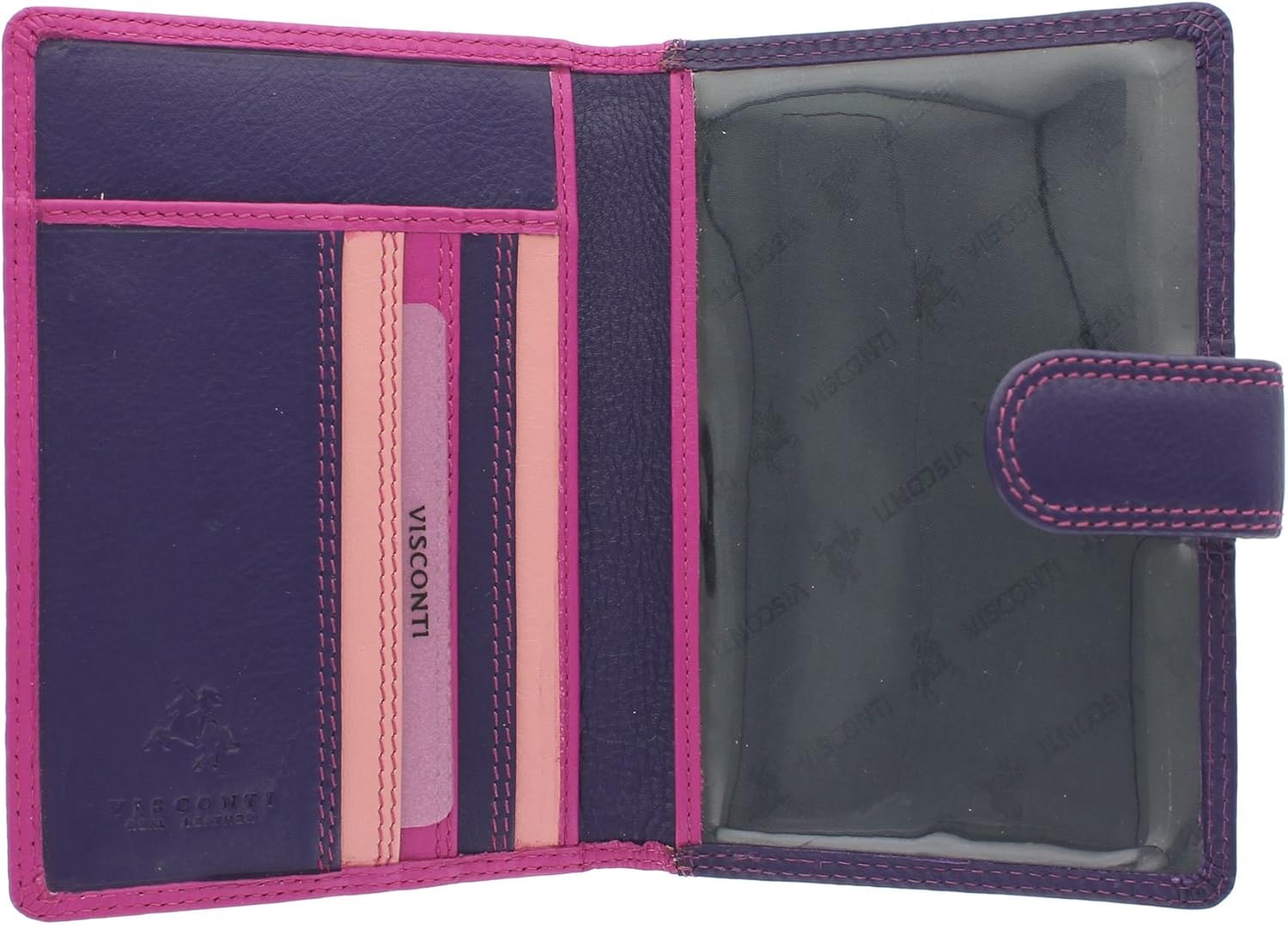 VISCONTI Rainbow Collection Leather SUMBA Passport Holder RFID Blocking RB75 Berry Multi - Image 3