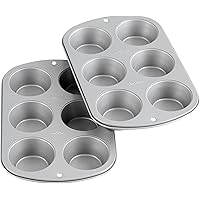 Wilton Recipe Right Non-Stick 6-Cup Standard Muffin Pan, Set of 2, Silver