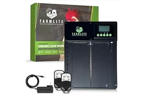 Farmlite Automatic Chicken Coop Door Opener | Non-Battery Powered Automatic Chicken Door | Automatic Coop Door with Timer, Light Sensor and Remote Controls